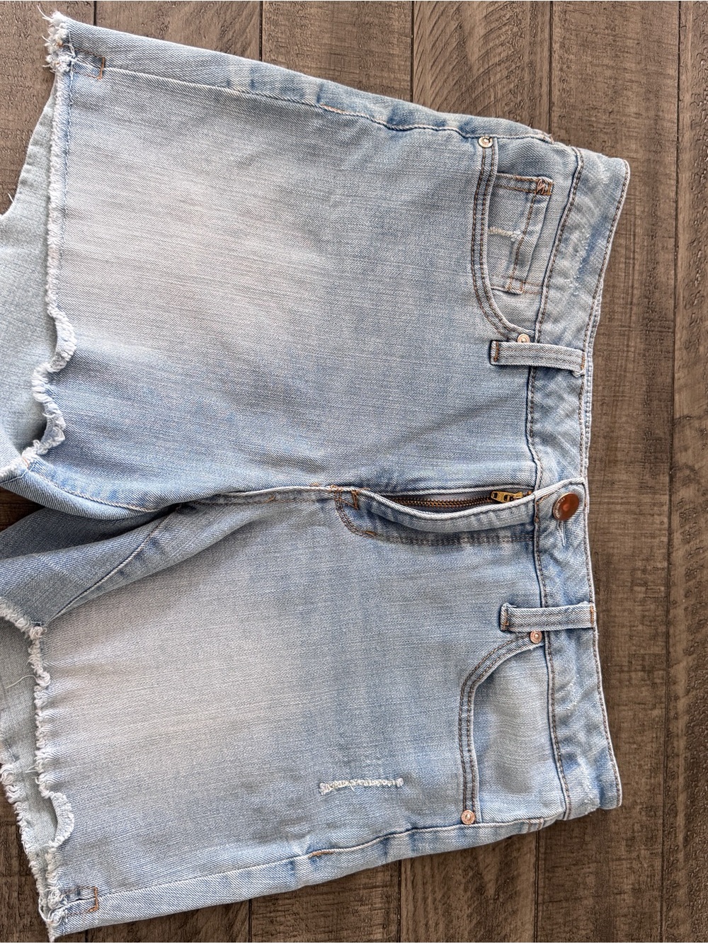 Seven7 Light Blue Distressed Denim Shorts